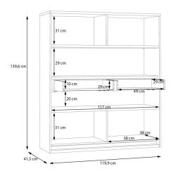 Witryna z oświetleniem 120 cm Attention ATNV521B dąb riviera/czarny połysk