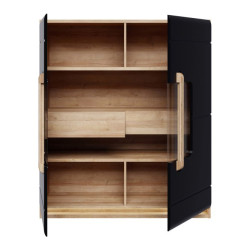 Witryna z oświetleniem 120 cm Attention ATNV521B dąb riviera/czarny połysk