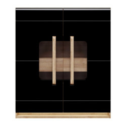 Witryna z oświetleniem 120 cm Attention ATNV521B dąb riviera/czarny połysk