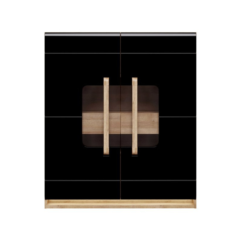 Witryna z oświetleniem 120 cm Attention ATNV521B dąb riviera/czarny połysk