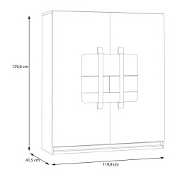 Witryna z oświetleniem 120 cm Attention ATNV521B dąb riviera/biały połysk