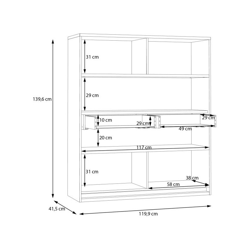 Witryna z oświetleniem 120 cm Attention ATNV521B dąb riviera/biały połysk