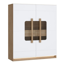 Witryna z oświetleniem 120 cm Attention ATNV521B dąb riviera/biały połysk