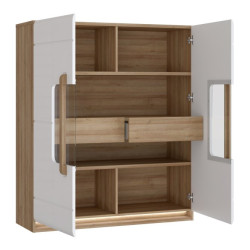 Witryna z oświetleniem 120 cm Attention ATNV521B dąb riviera/biały połysk