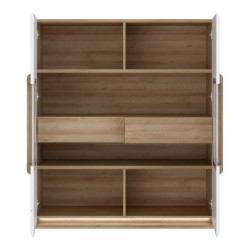 Witryna z oświetleniem 120 cm Attention ATNV521B dąb riviera/biały połysk