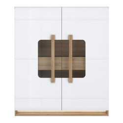 Witryna z oświetleniem 120 cm Attention ATNV521B dąb riviera/biały połysk