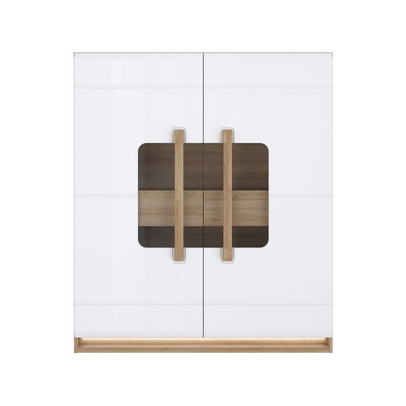 Witryna z oświetleniem 120 cm Attention ATNV521B dąb riviera/biały połysk