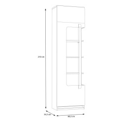 Wąska witryna z oświetleniem 60 cm Attention ATNV711LB dąb riviera/czarny połysk