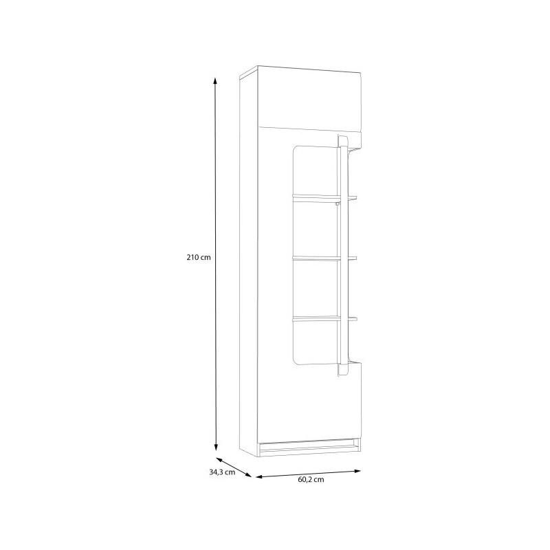 Wąska witryna z oświetleniem 60 cm Attention ATNV711LB dąb riviera/czarny połysk