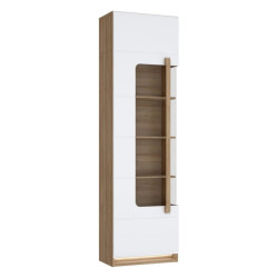 Wąska witryna z oświetleniem 60 cm Attention ATNV711LB dąb riviera/biały połysk