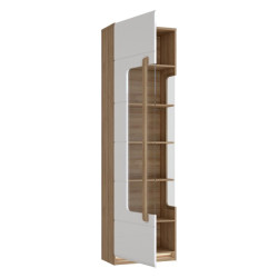 Wąska witryna z oświetleniem 60 cm Attention ATNV711LB dąb riviera/biały połysk