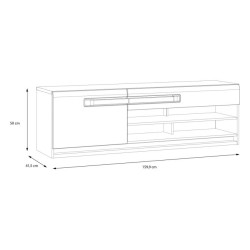 Szafka RTV 160 cm z oświetleniem Attention ATNT122LB dąb riviera/czarny połysk