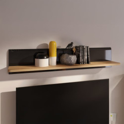 Półka ścienna 140 cm Attention ATNB01 dąb riviera/czarny połysk