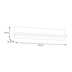 Półka ścienna 140 cm Attention ATNB01 dąb riviera/czarny połysk