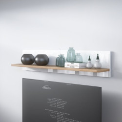 Półka ścienna 140 cm Attention ATNB01 dąb riviera/biały połysk