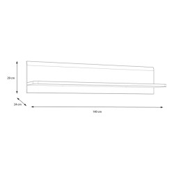 Półka ścienna 140 cm Attention ATNB01 dąb riviera/biały połysk
