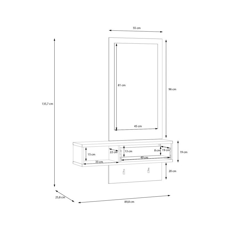 Zestaw do przedpokoju Attention ATND011 dąb riviera/biały połysk