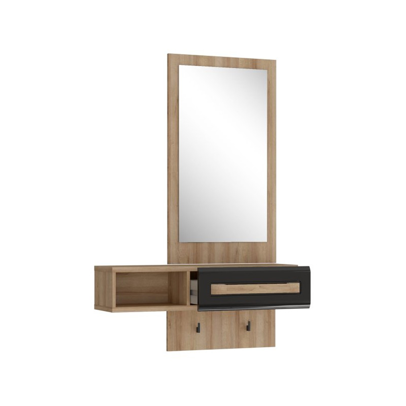 Zestaw do przedpokoju Attention ATND011 dąb riviera/czarny połysk