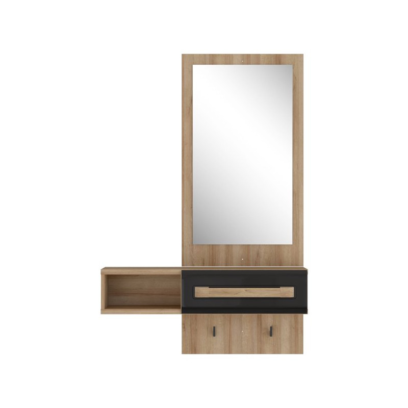 Zestaw do przedpokoju Attention ATND011 dąb riviera/czarny połysk