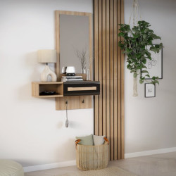 Zestaw do przedpokoju Attention ATND011 dąb riviera/czarny połysk