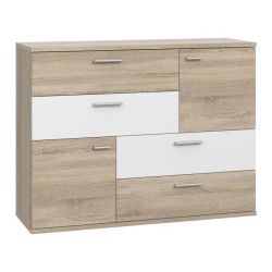Komoda z szufladami Skive SKVK46 biały/dąb sonoma
