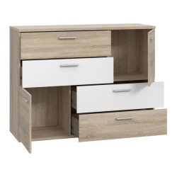 Komoda z szufladami Skive SKVK46 biały/dąb sonoma