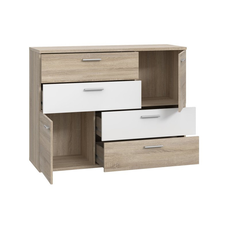 Komoda z szufladami Skive SKVK46 biały/dąb sonoma