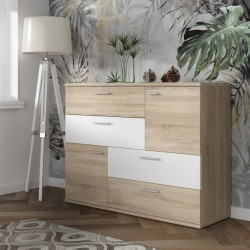Komoda z szufladami Skive SKVK46 biały/dąb sonoma