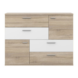 Komoda z szufladami Skive SKVK46 biały/dąb sonoma