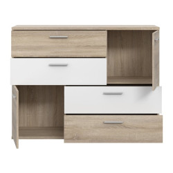 Komoda z szufladami Skive SKVK46 biały/dąb sonoma
