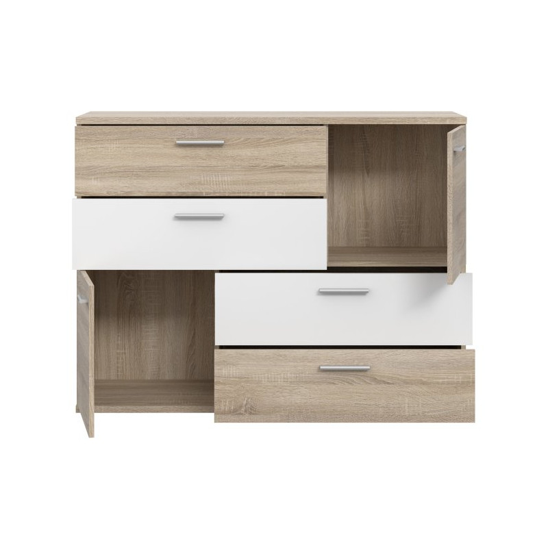 Komoda z szufladami Skive SKVK46 biały/dąb sonoma