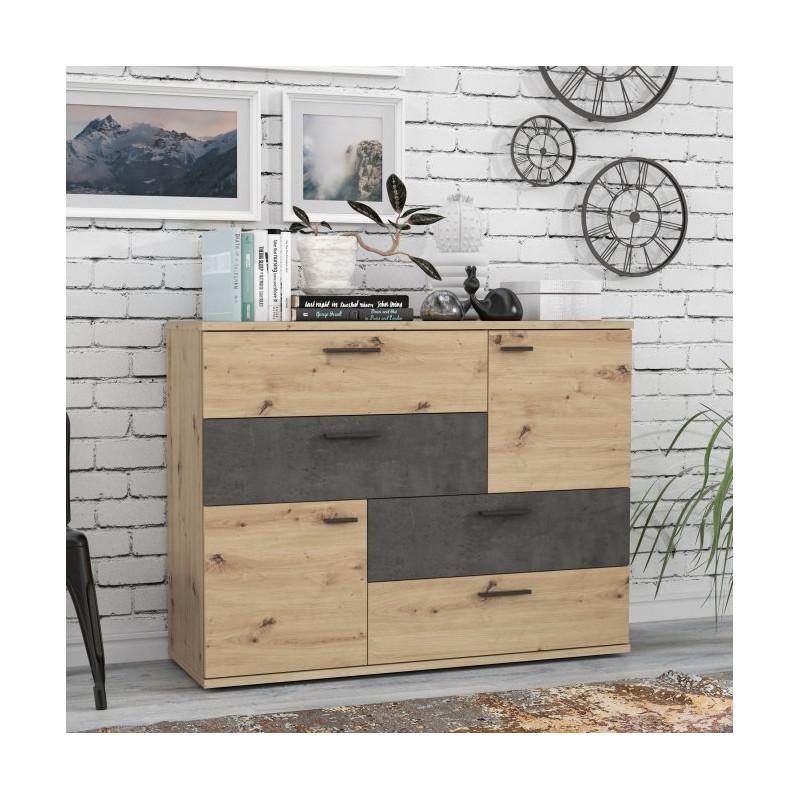 Komoda z szufladami Skive SKVK46 dąb artisan/beton