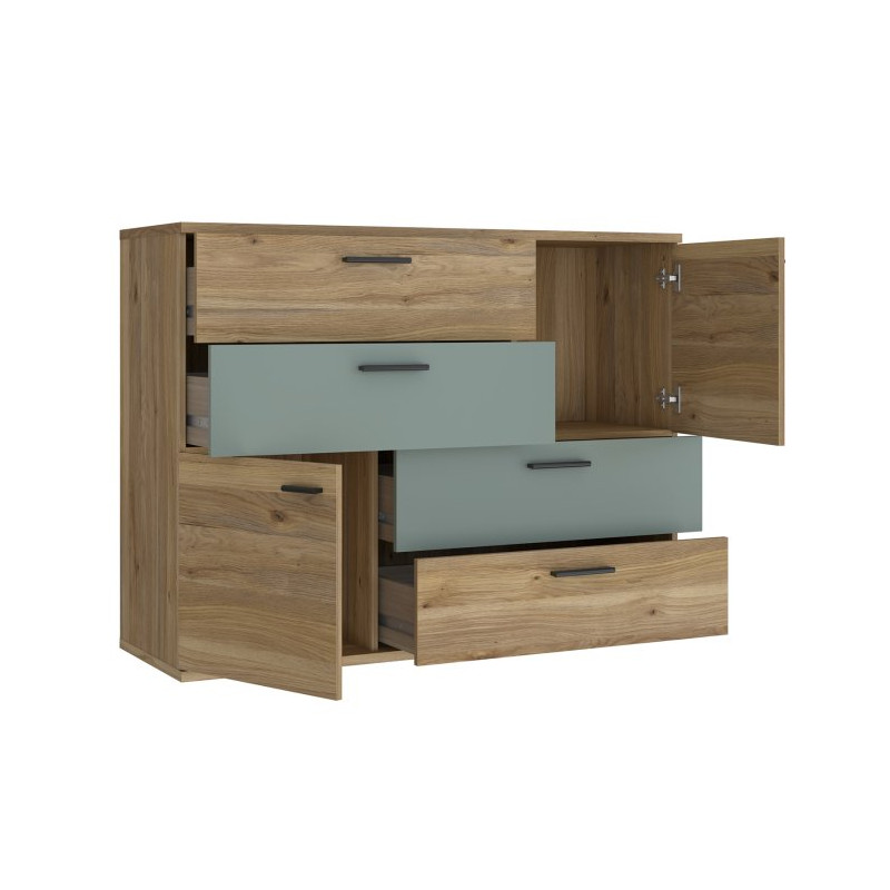 Komoda z szufladami Skive SKVK46 dąb artisan/szałwia