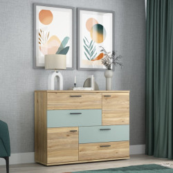 Komoda z szufladami Skive SKVK46 dąb artisan/szałwia