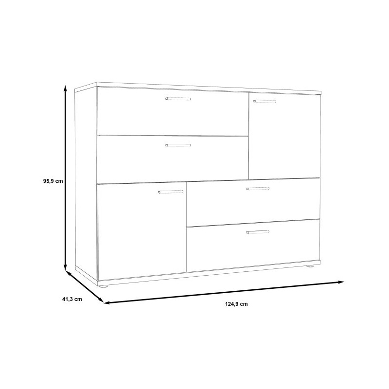 Komoda z szufladami Skive SKVK46 biały/beton jasny