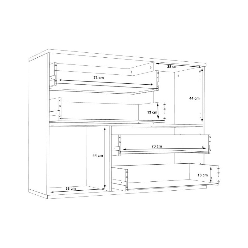 Komoda z szufladami Skive SKVK46 biały/beton jasny