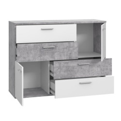 Komoda z szufladami Skive SKVK46 biały/beton jasny