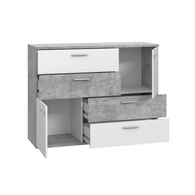 Komoda z szufladami Skive SKVK46 biały/beton jasny