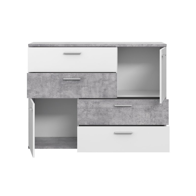 Komoda z szufladami Skive SKVK46 biały/beton jasny