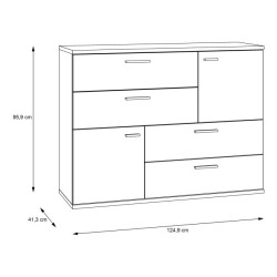 Komoda z szufladami Skive SKVK46 biały/dąb piaskowy