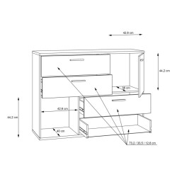 Komoda z szufladami Skive SKVK46 biały/dąb piaskowy
