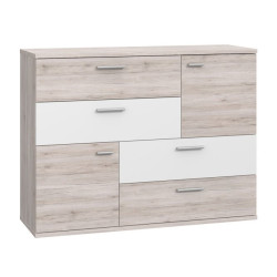 Komoda z szufladami Skive SKVK46 biały/dąb piaskowy