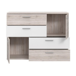 Komoda z szufladami Skive SKVK46 biały/dąb piaskowy