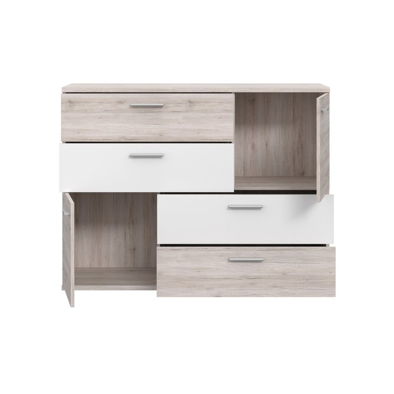 Komoda z szufladami Skive SKVK46 biały/dąb piaskowy