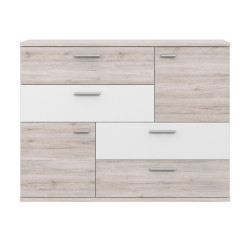 Komoda z szufladami Skive SKVK46 biały/dąb piaskowy