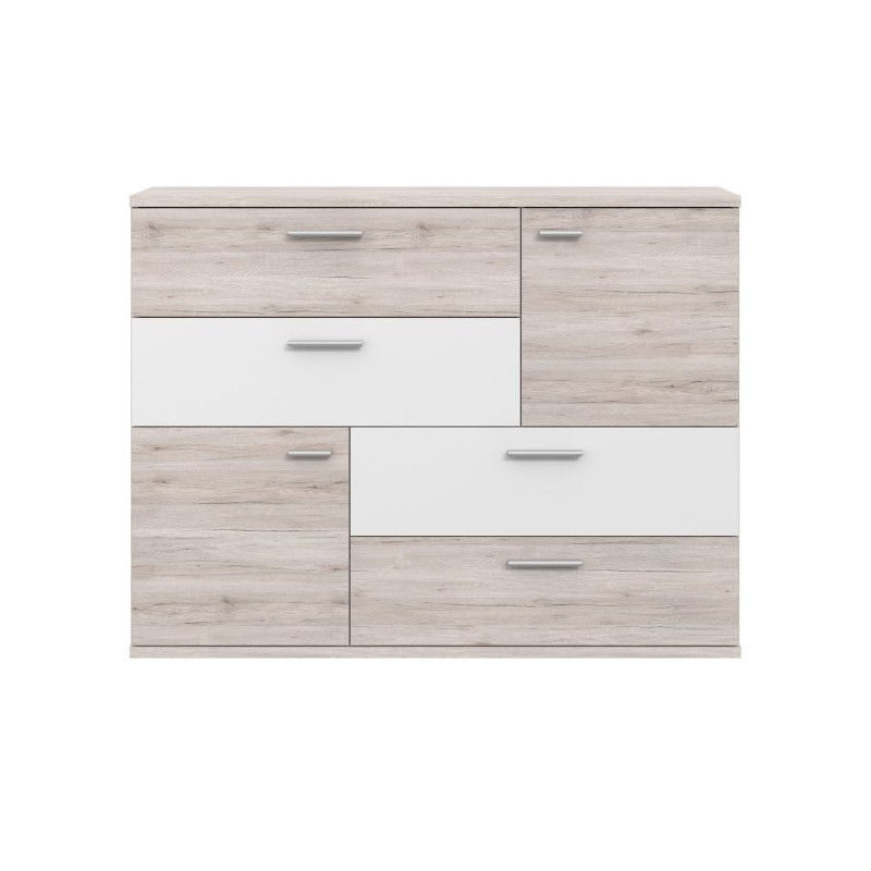 Komoda z szufladami Skive SKVK46 biały/dąb piaskowy