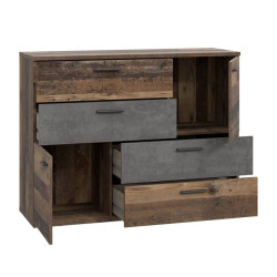Komoda z szufladami Skive SKVK46 beton/old wood vintage