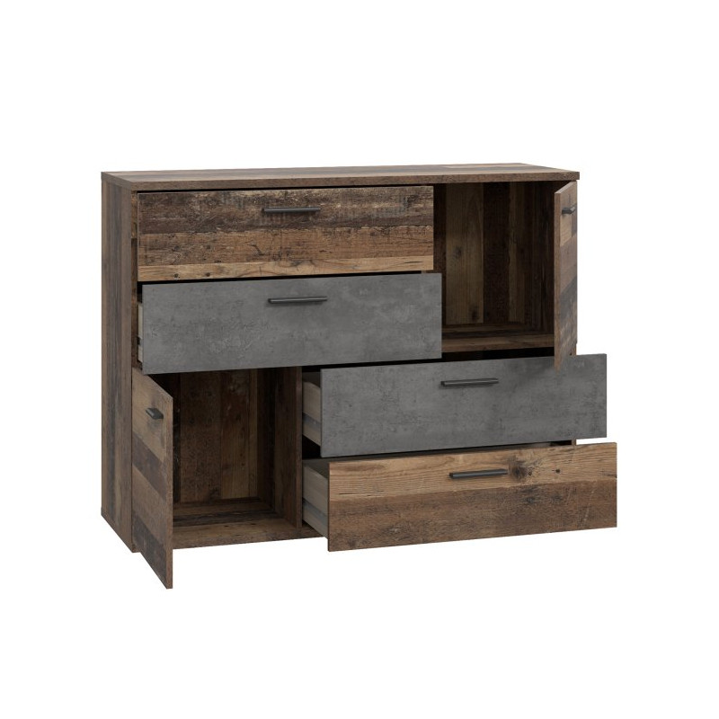 Komoda z szufladami Skive SKVK46 beton/old wood vintage