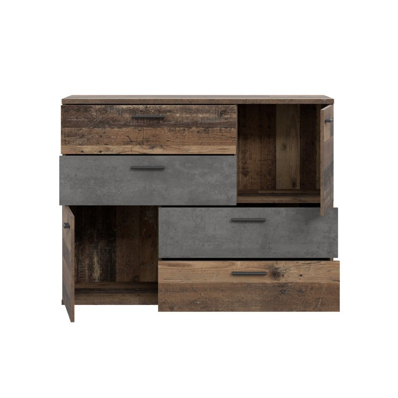 Komoda z szufladami Skive SKVK46 beton/old wood vintage