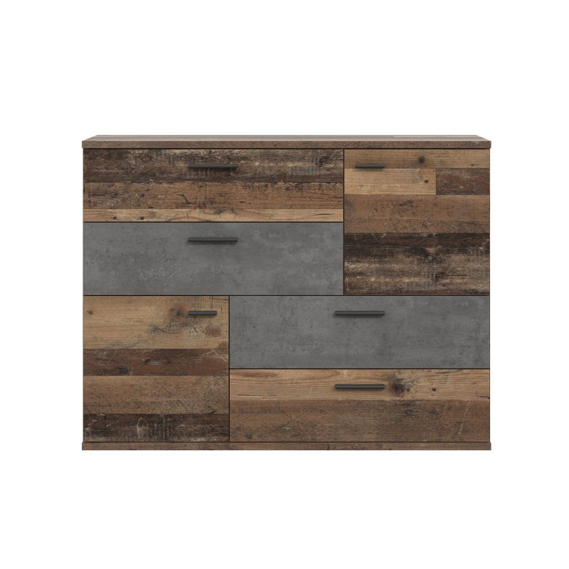 Komoda z szufladami Skive SKVK46 beton/old wood vintage